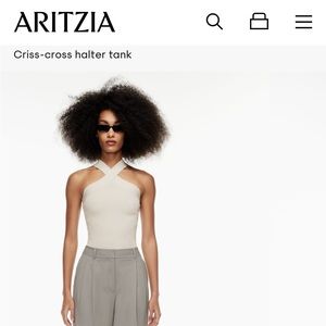 Aritzia Criss-Cross Halter Tank in Matte Pearl